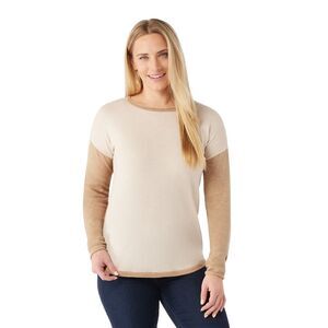 *** NWT Smartwool Shadow Pine Colorblock Sweater Top Almond Heather Women’s S